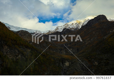 View of landscape furi mountain in autumn season from cable car in zermatt, swiss 99761837