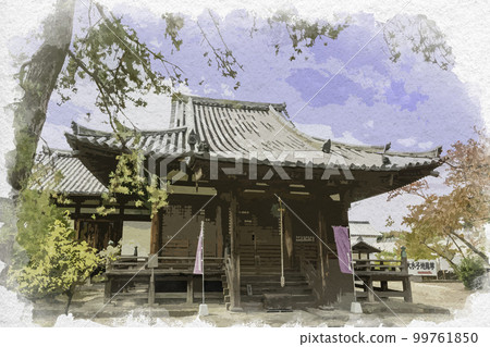 Watercolor-style Eifuku-ji Seiryoden, Taishi-cho, Minamikawachi-gun, Osaka 99761850