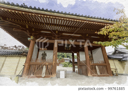 Watercolor-style Eifuku-ji Nandaimon Gate, Taishi-cho, Minamikawachi-gun, Osaka Watercolor-style Eifuku-ji Nandaimon Gate, Taishi-cho, Minamikawachi-gun, Osaka 99761885