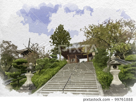 Watercolor-style Eifuku-ji Nandaimon Gate, Taishi-cho, Minamikawachi-gun, Osaka Watercolor-style Eifuku-ji Nandaimon Gate, Taishi-cho, Minamikawachi-gun, Osaka 99761888