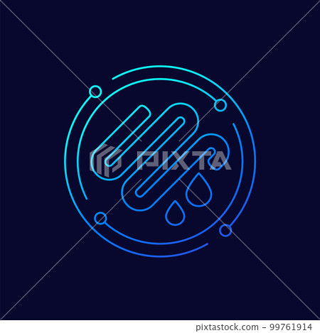 underfloor heating with water icon, linear design 99761914