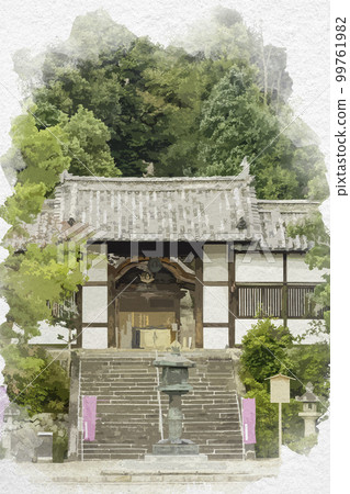 Watercolor-style Eifuku-ji Nitenmon Gate, Taishi-cho, Minamikawachi-gun, Osaka 99761982