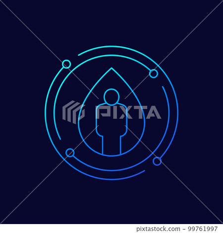 water balance line icon with man and water drop water balance line icon with man and water drop 99761997