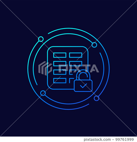 document protection line icon with a spreadsheet 99761999