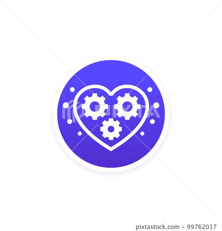 biotechnology icon with heart and gears, vector 99762017