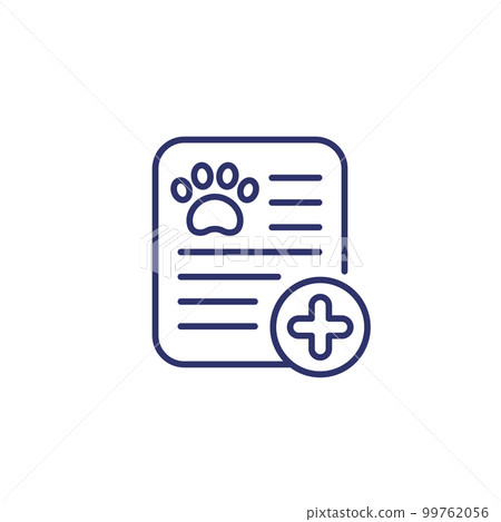pet medical report or record line icon pet medical report or record line icon 99762056