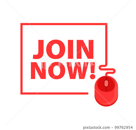 Join now label. Click arrow. Vector illustration. Join now label. Click arrow. Vector illustration. 99762954