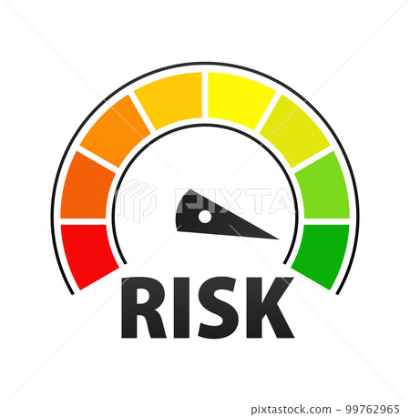 Risk speedometer. Risk gauge icon. High risk meter Risk speedometer. Risk gauge icon. High risk meter 99762965