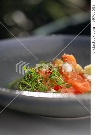 Salmon and avocado ceviche with cream cheese. Healthy diet food. Chilean traditional food 99763592