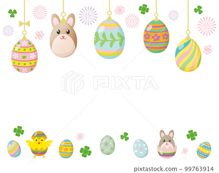 Easter rabbit and egg frame illustration 99763914