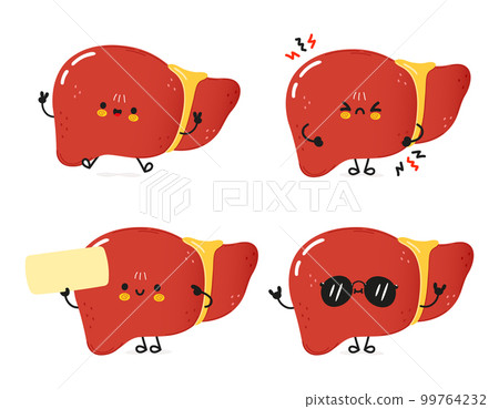 Funny liver characters bundle set. Vector hand drawn doodle style cartoon character illustration icon design. Cute liver mascot character collection Funny liver characters bundle set. Vector hand drawn doodle style cartoon character illustration icon design. Cute liver mascot character collection 99764232
