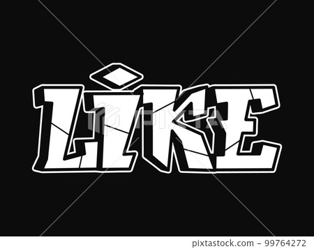 Like word trippy psychedelic graffiti style letters.Vector hand drawn doodle cartoon logo like illustration. Funny cool trippy letters, fashion, graffiti style print for t-shirt, poster concept 99764272