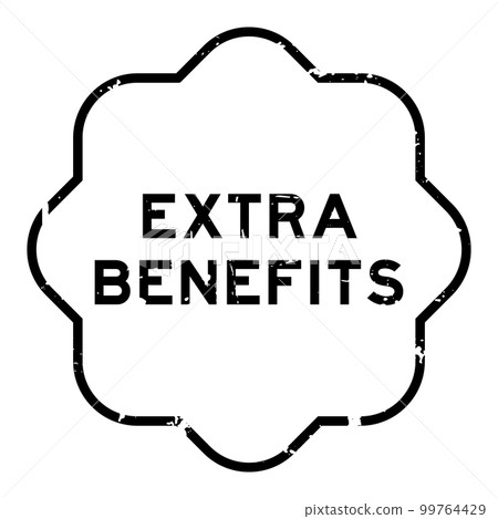 Grunge black extra benefits word rubber seal stamp on white background 99764429