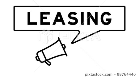 Megaphone icon with speech bubble in word leasing on white background Megaphone icon with speech bubble in word leasing on white background 99764440