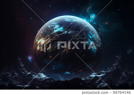 Imagery of imaginary planets for your cosmic image. Ai generated. 99764546