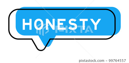 Speech banner and blue shade with word honesty on white background Speech banner and blue shade with word honesty on white background 99764557