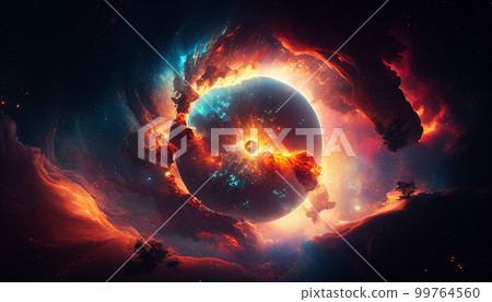Space and glowing nebula background.  Ai generated. Space and glowing nebula background.  Ai generated. 99764560