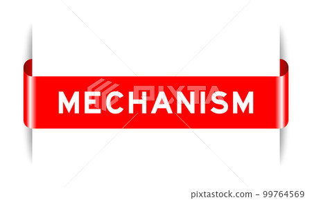 Red color inserted label banner with word mechanism on white background Red color inserted label banner with word mechanism on white background 99764569