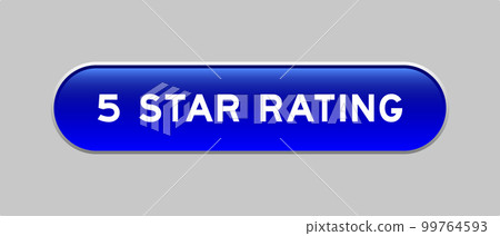 Blue color capsule shape button with word 5 star rating on gray background Blue color capsule shape button with word 5 star rating on gray background 99764593