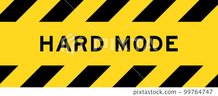 Yellow and black color with line striped label banner with word hard mode 99764747