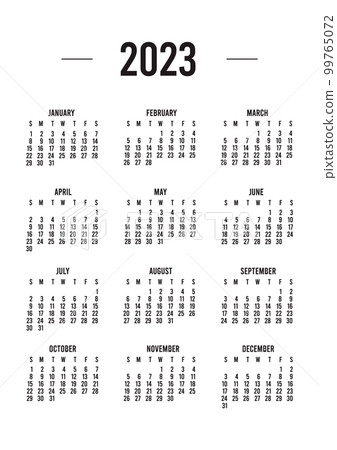 Calendar 2023 with 12 months. office classic simple clean annual calendar. Single page calendar template basic. vector illustration 99765072