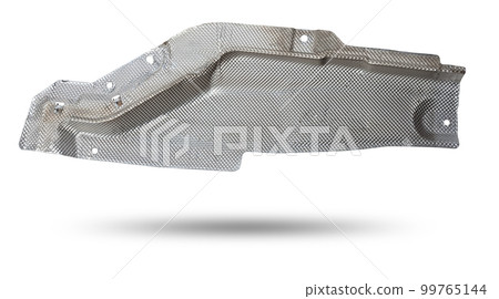 Heat shield made of aluminum to protect vehicle body parts from hot exhaust. Car spare parts catalog. 99765144