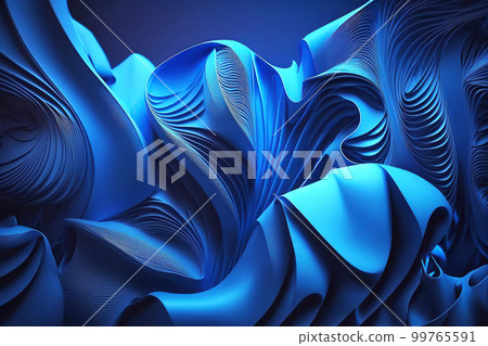 Abstract 3D background. 3d render, abstract modern colorful background, fashion wallpaper with wavy layers and ruffles. Generative AI. 99765591