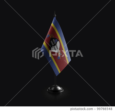 Small national flag of the Swaziland on a black background Small national flag of the Swaziland on a black background 99766548