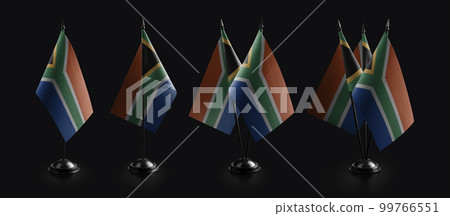 Small national flags of the South Africa on a black background Small national flags of the South Africa on a black background 99766551