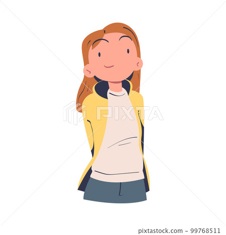Confident Woman Character with Satisfied Face Expressing Self Pride Vector Illustration Confident Woman Character with Satisfied Face Expressing Self Pride Vector Illustration 99768511