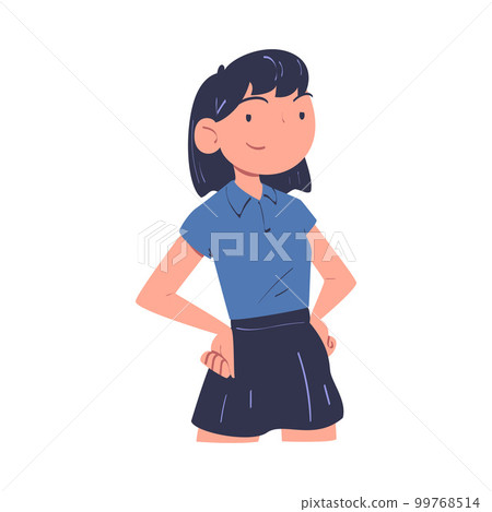Confident Woman Character with Satisfied Face and Hands on Hips Expressing Self Pride Vector Illustration Confident Woman Character with Satisfied Face and Hands on Hips Expressing Self Pride Vector Illustration 99768514
