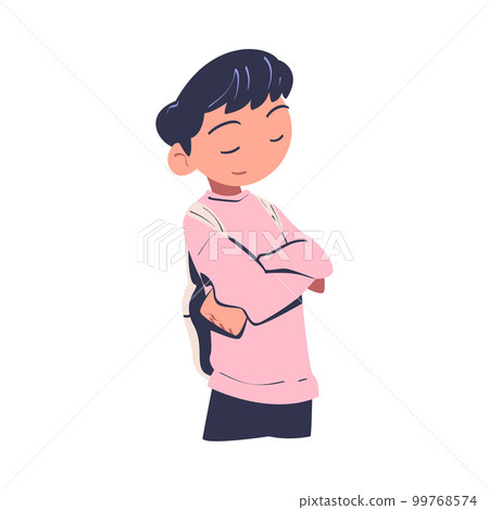Confident Man Character with Satisfied Face and Folded Arms Expressing Self Pride Vector Illustration 99768574