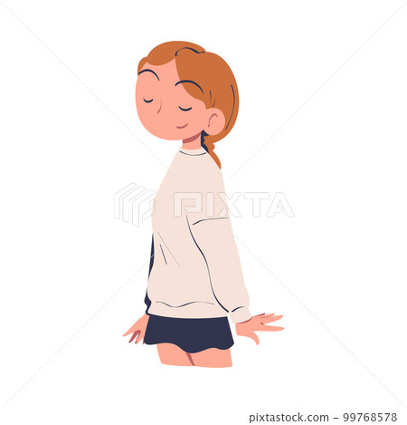 Confident Woman Character with Satisfied Face Expressing Self Pride Vector Illustration Confident Woman Character with Satisfied Face Expressing Self Pride Vector Illustration 99768578