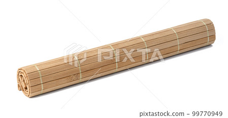 Twisted bamboo table mat on white isolated background, coaster for cups and plates Twisted bamboo table mat on white isolated background, coaster for cups and plates 99770949