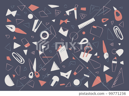 Retro modern stationery pattern background illustration (line drawing) 99771236