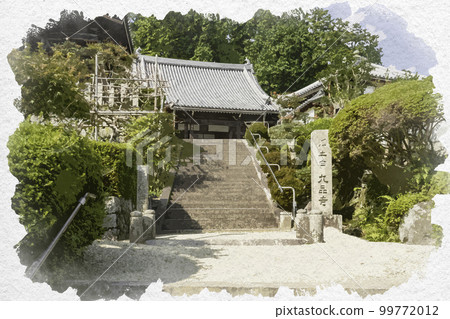 Watercolor-style Kuhonji Main Hall, Gose City, Nara Prefecture Watercolor-style Kuhonji Main Hall, Gose City, Nara Prefecture 99772012