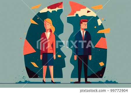 Resentment, divorce, depression conflict of man and woman. 99772904