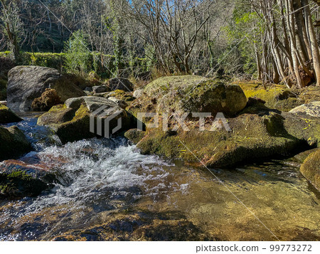 Water stream near Fecha de Barjas waterfall Water stream near Fecha de Barjas waterfall 99773272
