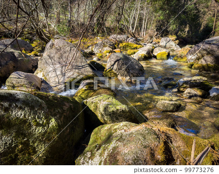 Water stream near Fecha de Barjas waterfall Water stream near Fecha de Barjas waterfall 99773276