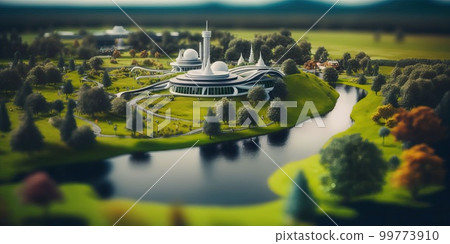 最大尺寸為 4K 或更大的未知世界中的城市航拍背景 99773910