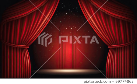 Up to 4K size or more, a creative background with a red curtain reminiscent of the beginning of the show 99774862