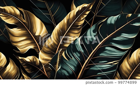 Up to 4K size or more, fantastic background with golden tropical plants creating a gorgeous atmosphere 99774899