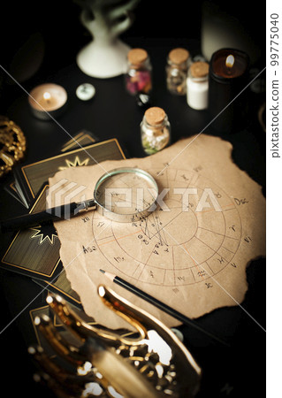 Astrological forecast, mysticism and science concept.  99775040