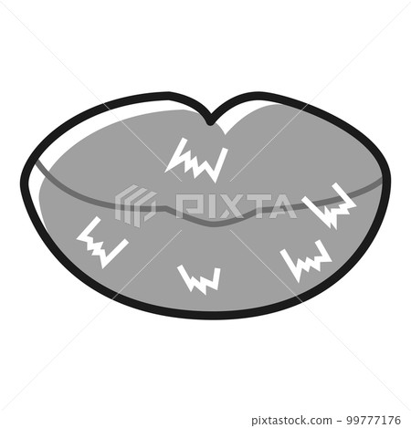 粗糙和脫皮的嘴唇(黑色和白色) 粗糙和脫皮的嘴唇(黑色和白色) 99777176
