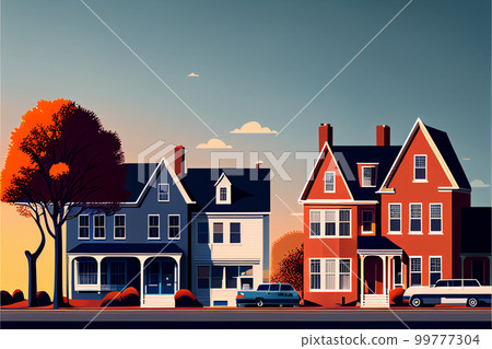 住宅區AI圖像插圖 99777304