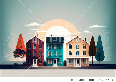 住宅區AI圖像插圖 住宅區AI圖像插圖 99777305