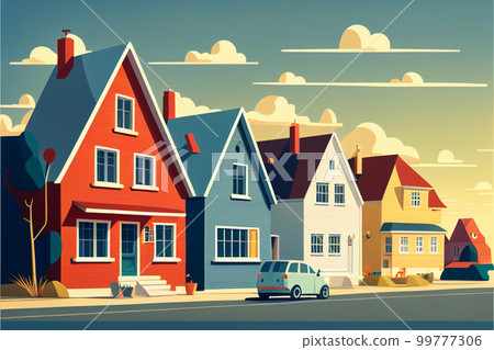 住宅區AI圖像插圖 99777306