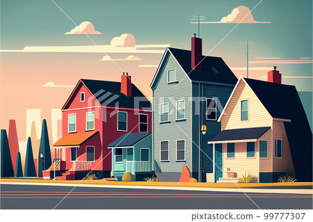 住宅區AI圖像插圖 99777307