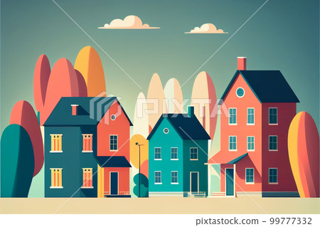 住宅區AI圖像插圖 99777332