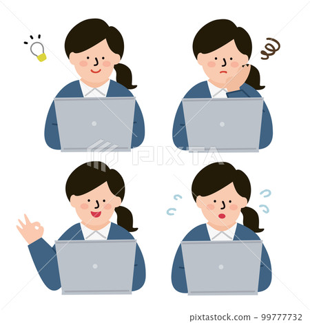 Female office worker operating a personal computer Expression color 99777732
